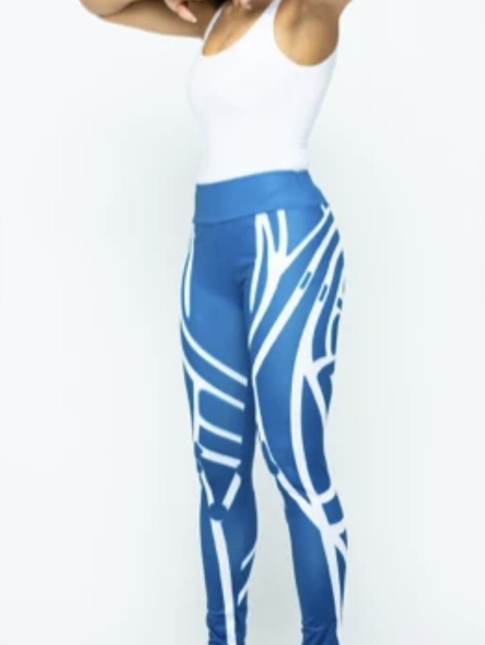 FABRIC & FABRIC Blue Abstract Leggings - Picture 4 of 9